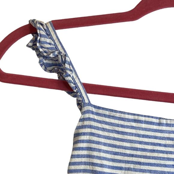 Gap Girls M Dress Blue White Stripe Tank Sleeveless Flutter Strap Woven - Picture 3 of 8
